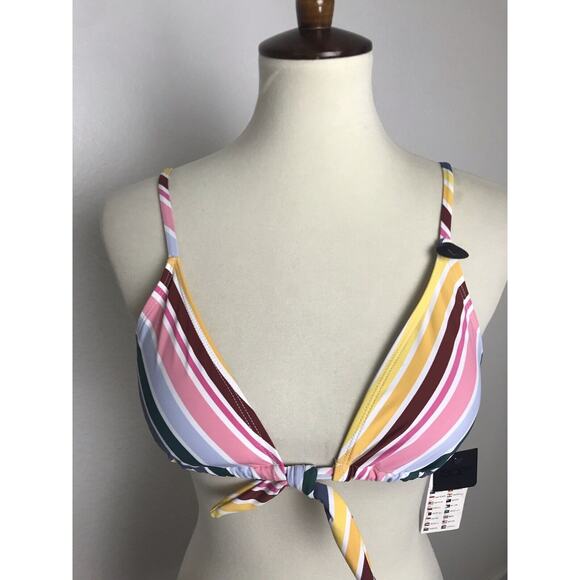 Cotton On Bikini Top Triangle Multicolor Striped Padded Swimwear - Picture 1 of 8